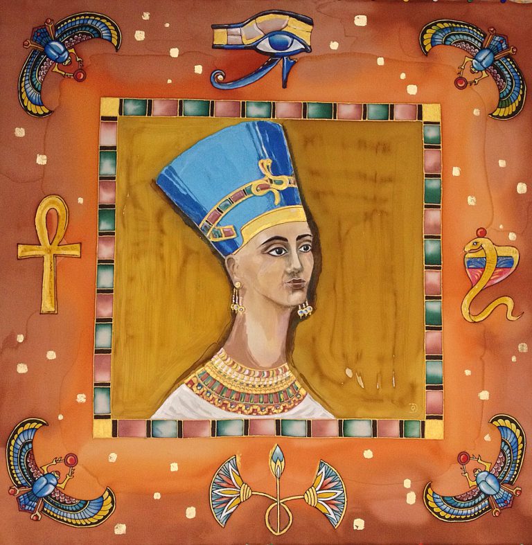 Queen of Egypt. Hand painted silk scarf