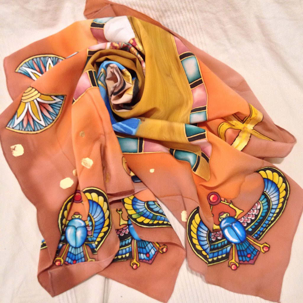 Queen of Egypt. Hand painted silk scarf La Farfalla creazioni
