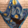 Starry night Van Gogh. Hand painted silk square scarf