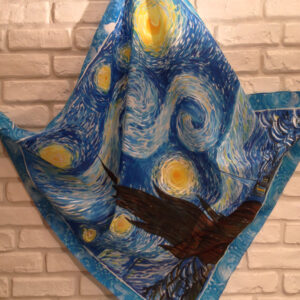 Starry night Van Gogh. Hand painted silk square scarf