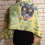 The black panter. Hand painted silk scarf