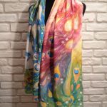 The magic peacock. Hand painted silk scarf