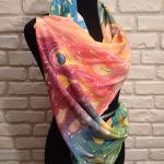 The magic peacock. Hand painted silk scarf