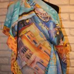 Night in Venice. Hand painted silk square scarf