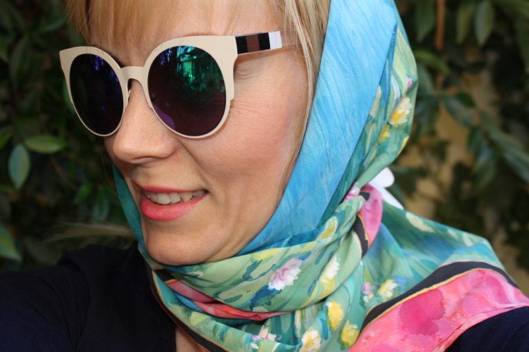 Water lilies Monet. Hand painted silk square scarf