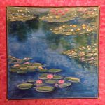 Water lilies Monet. Hand painted silk square scarf