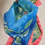 Water lilies Monet. Hand painted silk square scarf