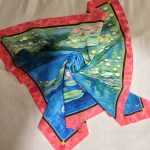 Water lilies Monet. Hand painted silk square scarf