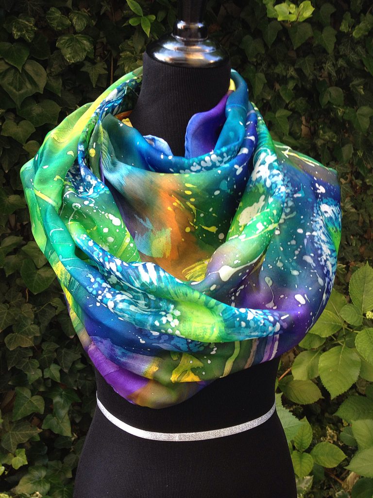 Dandelion. Hand painted original silk scarf. Unique piece