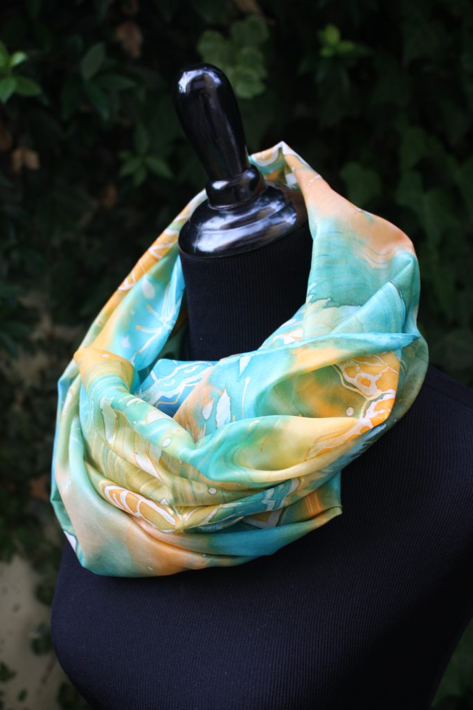 Butterflies. Hand painted long silk scarf