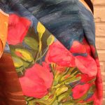 Red poppies Van Gogh. Hand painted silk square scarf.
