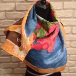 Red poppies Van Gogh. Hand painted silk square scarf.