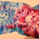 Rose and blue spirals. Hand painted silk scarf.