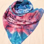 Rose and blue spirals. Hand painted silk scarf.