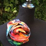 Red flowers. Hand painted silk scarf.