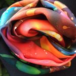 Red flowers. Hand painted silk scarf.