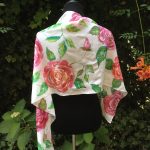 Rose garden. Hand painted silk scarf.