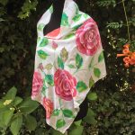 Rose garden. Hand painted silk scarf.