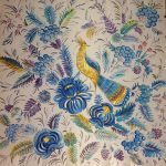 Blue flowers. Hand painted silk square scarf