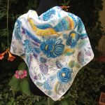 Blue flowers. Hand painted silk square scarf