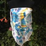 Blue flowers. Hand painted silk square scarf