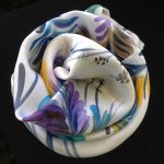 Blue flowers. Hand painted silk square scarf