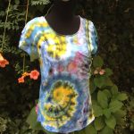 Yellow spirals. Ice-dyed t-shirt