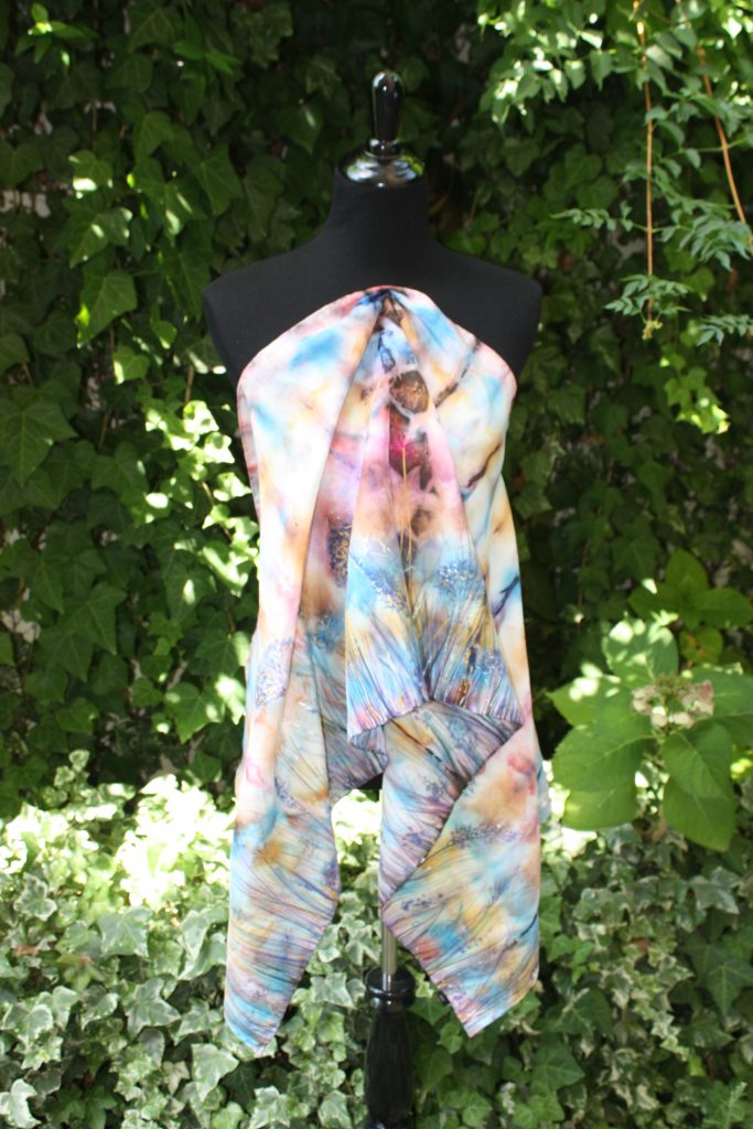 Flowers of the field. Hand painted silk scarf.