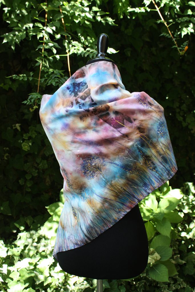 Flowers of the field. Hand painted silk scarf.