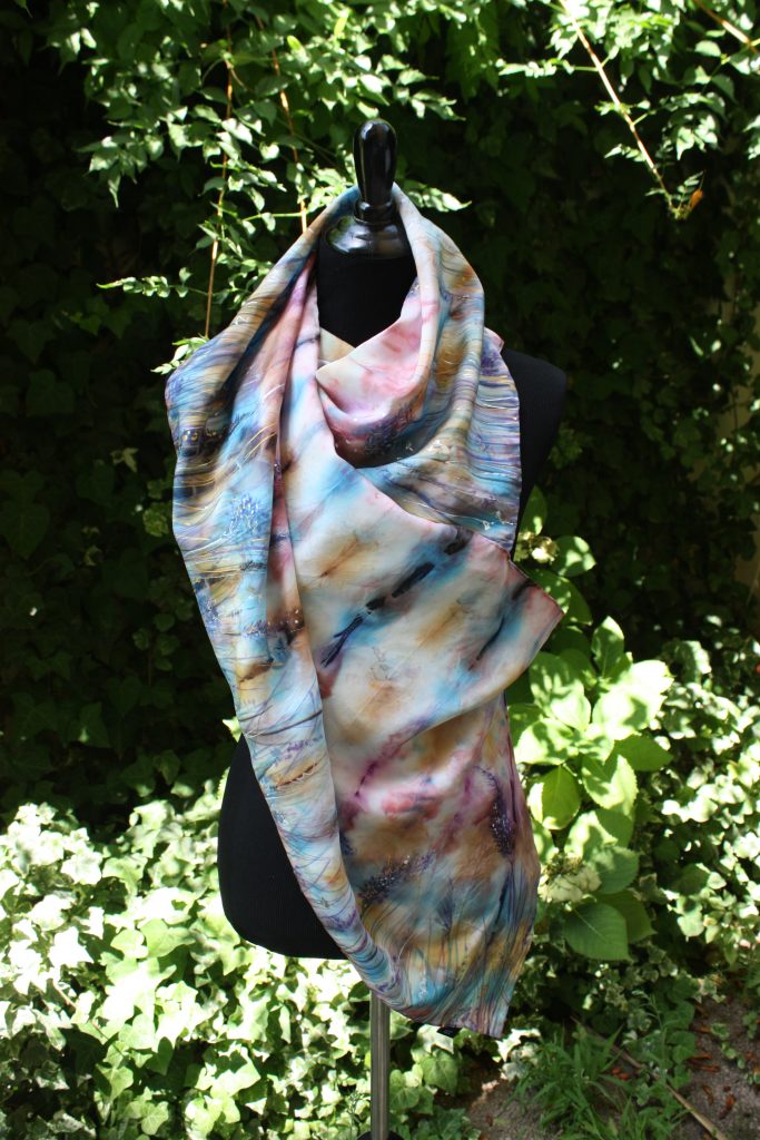 Flowers of the field. Hand painted silk scarf.