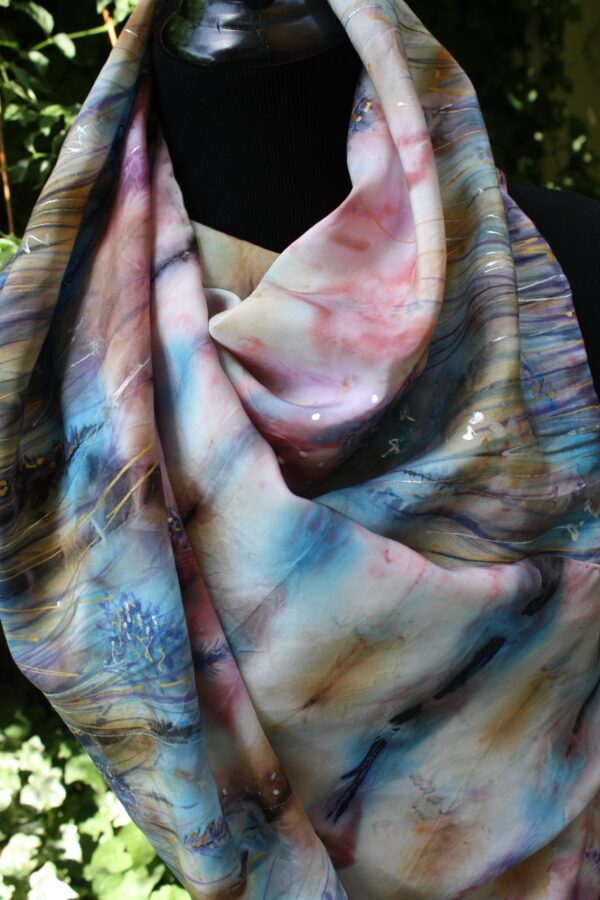 Flowers of the field. Hand painted silk scarf.