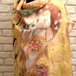 The Kiss Klimt. Hand painted silk square scarf with original interpretation of Gustav Klimt’s masterpiece.
