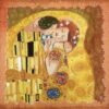 The Kiss Klimt. Hand painted silk square scarf with original interpretation of Gustav Klimt’s masterpiece.