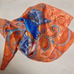 The magic creature. Hand painted silk square scarf.