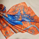The magic creature. Hand painted silk square scarf.