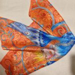 The magic creature. Hand painted silk square scarf.