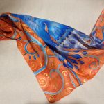 The magic creature. Hand painted silk square scarf.