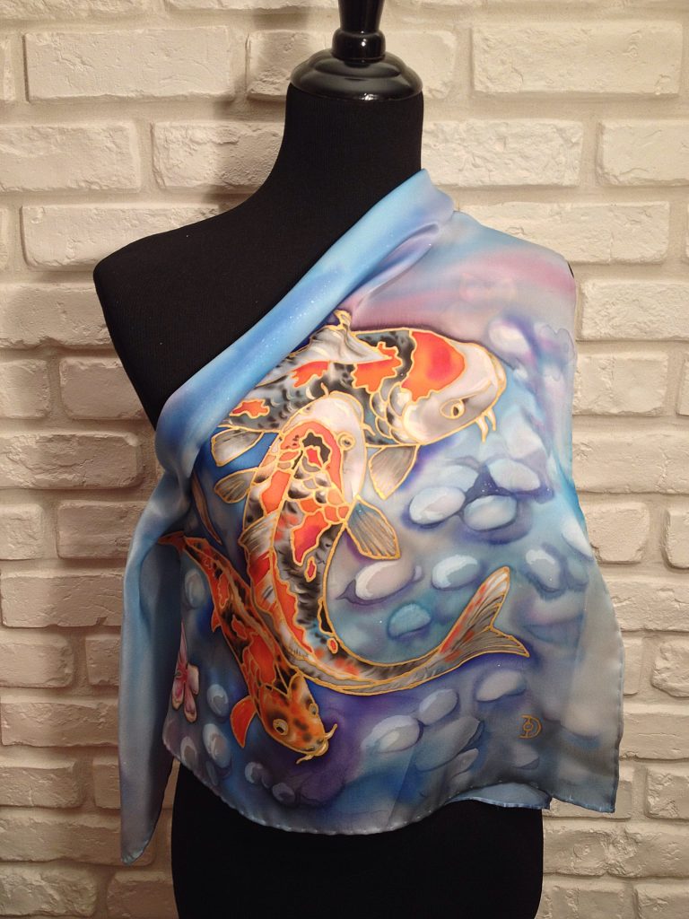 The Spring. Hand painted silk square scarf.