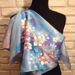 The Spring. Hand painted silk square scarf.