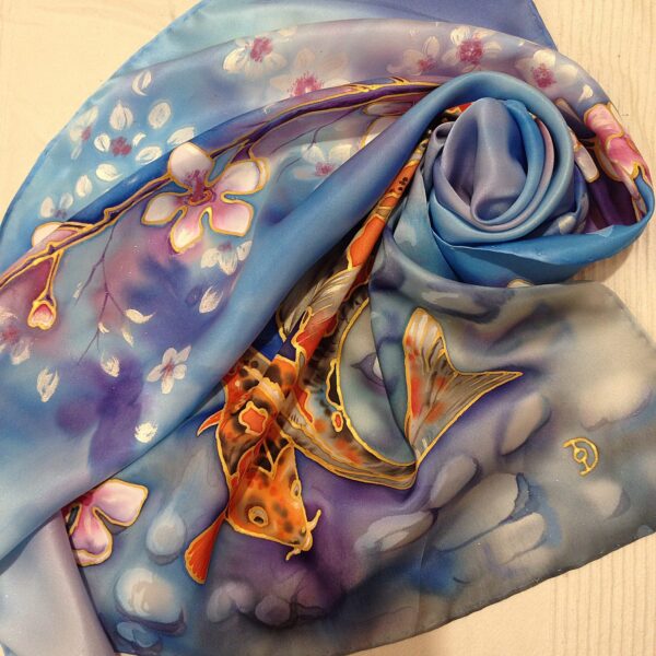 The Spring. Hand painted silk square scarf.