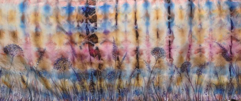 Flowers of the field. Hand painted silk scarf.