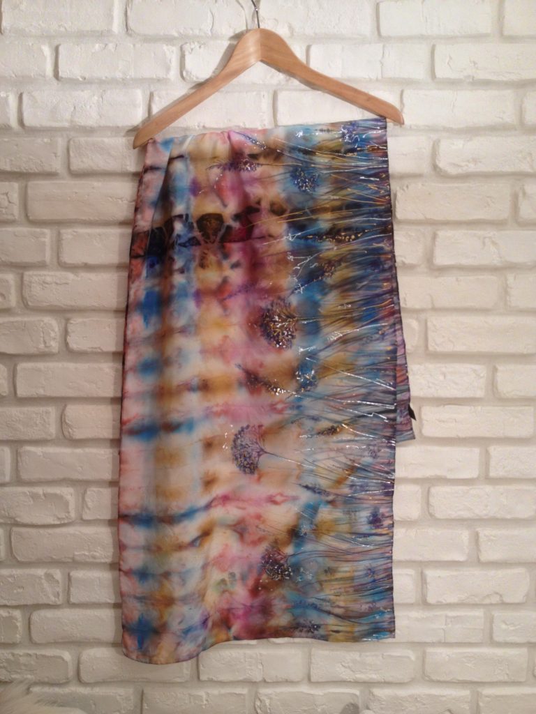 Flowers of the field. Hand painted silk scarf.