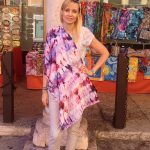 Purple shibori. Hand painted silk scarf.