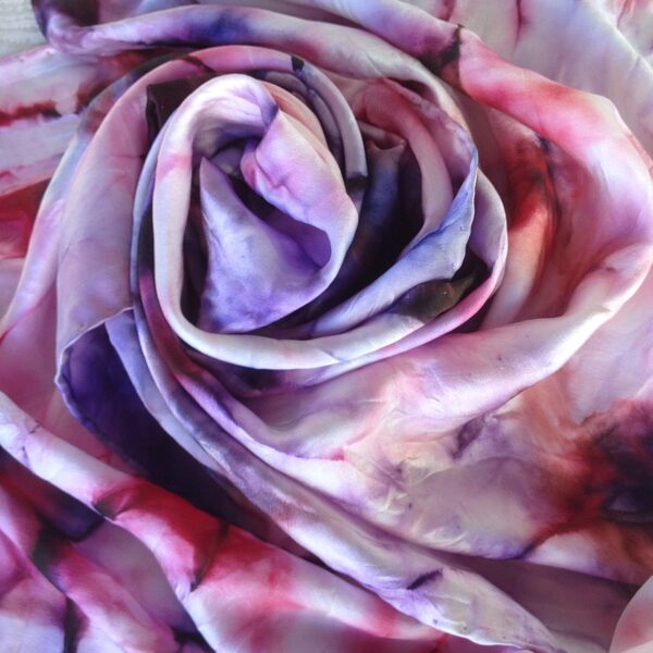 Purple shibori. Hand painted silk scarf.