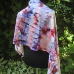 Purple shibori. Hand painted silk scarf.