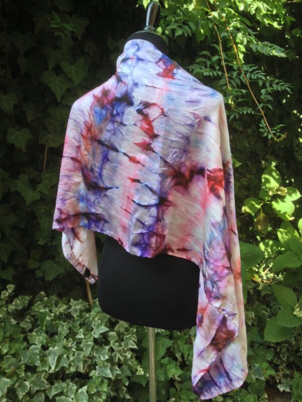 Purple shibori. Hand painted silk scarf.
