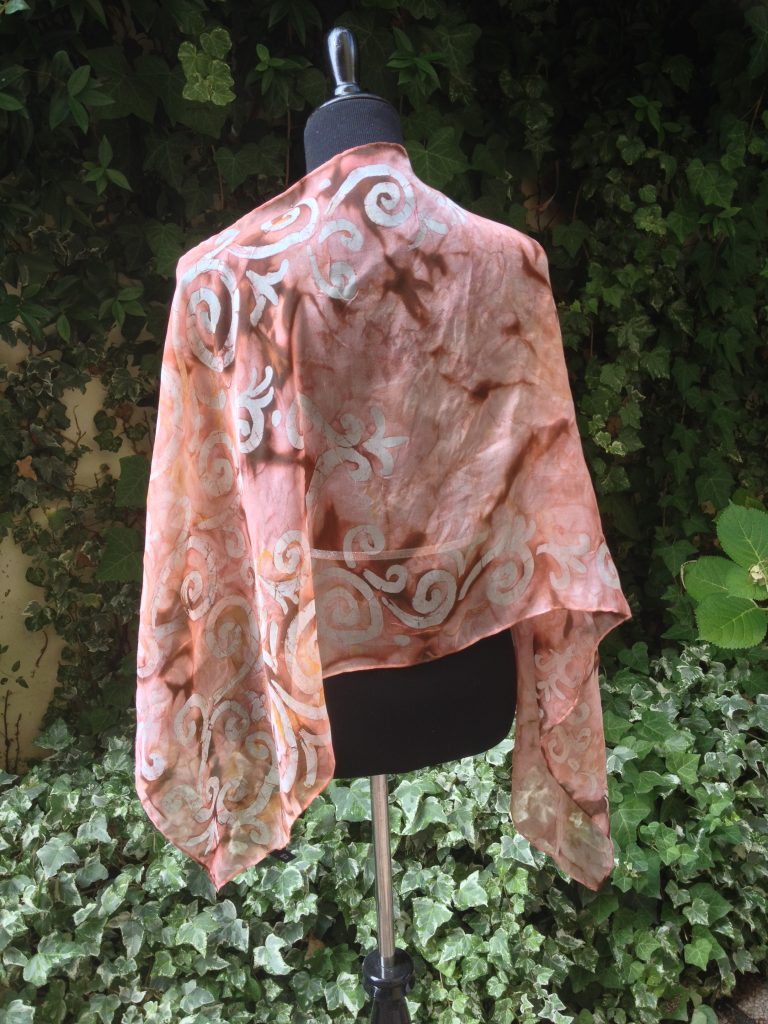 Arabesque. Hand painted 100% silk scarf