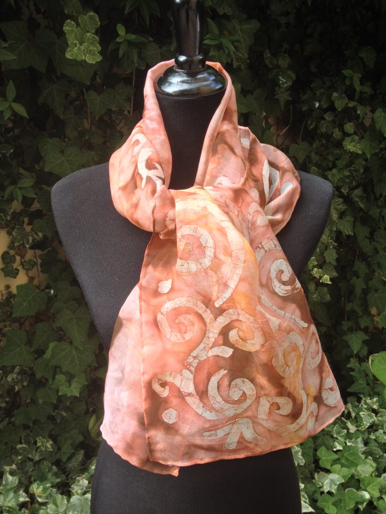 Arabesque. Hand painted 100% silk scarf