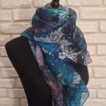 Petrolio. Hand painted 100% silk scarf