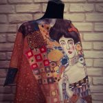 Golden Adele. Hand painted silk square scarf original interpretation of Gustav Klimt’s Portrait of Adele Bloch-Bauer I